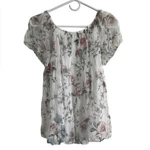 Luisa Ricci Top Women S Silk Italian Floral Crinkle 90s Feminine Career Blouse